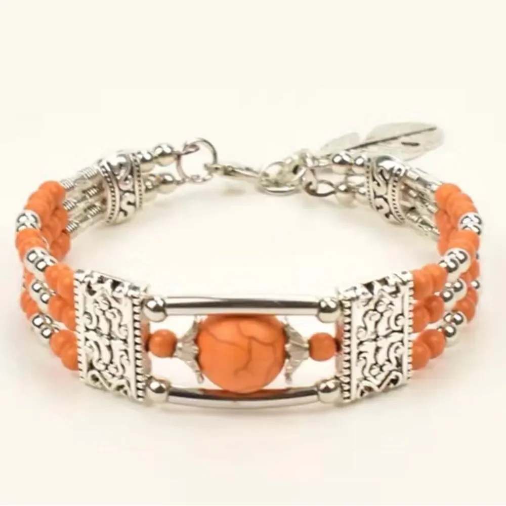 ‎BOHO VINTAGE DESIGN SILVERTONE BRACELET